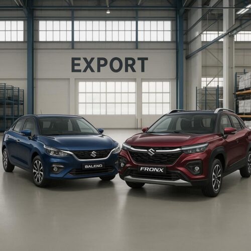 Maruti Suzuki Baleno and Fronx displayed for export supply