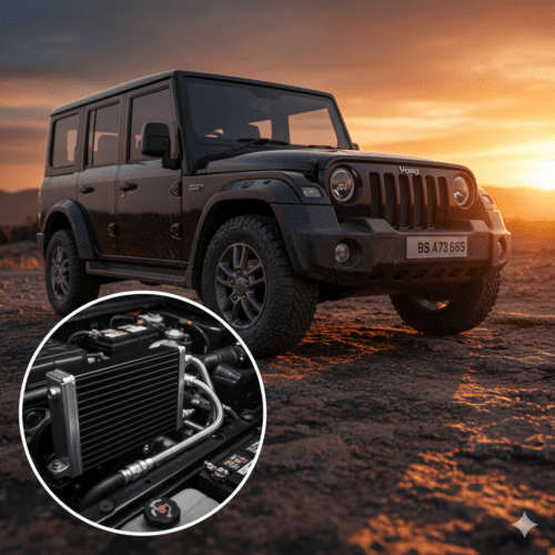 High-efficiency engine oil cooler installed in an off-road SUV engine bay