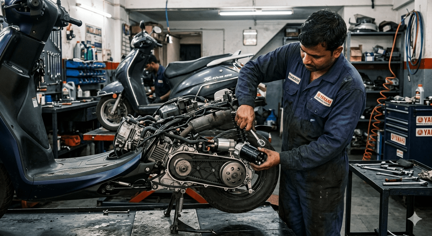 Yamaha Fascino starter motor installation