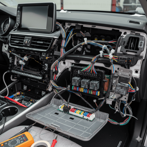 relay module integrated in car electrical system