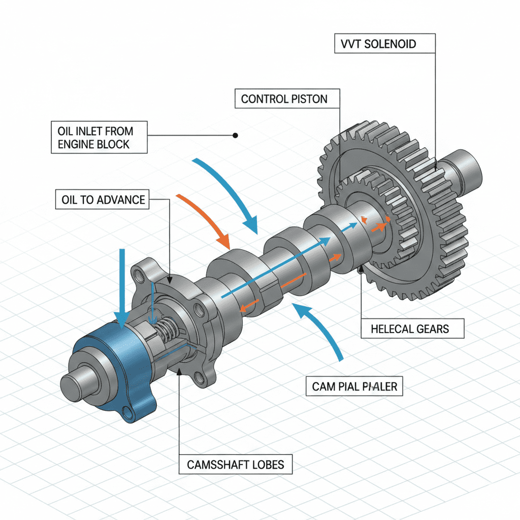 Working diagram of Variable Valve Timing solenoid