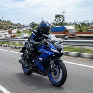 Yamaha R15 riding on road