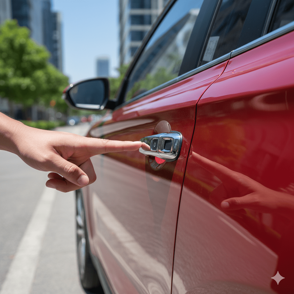 smart keyless door handle system in SUV