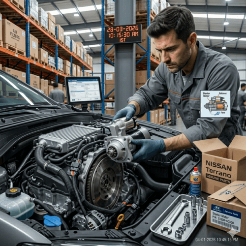 Nissan Terrano starter motor installation