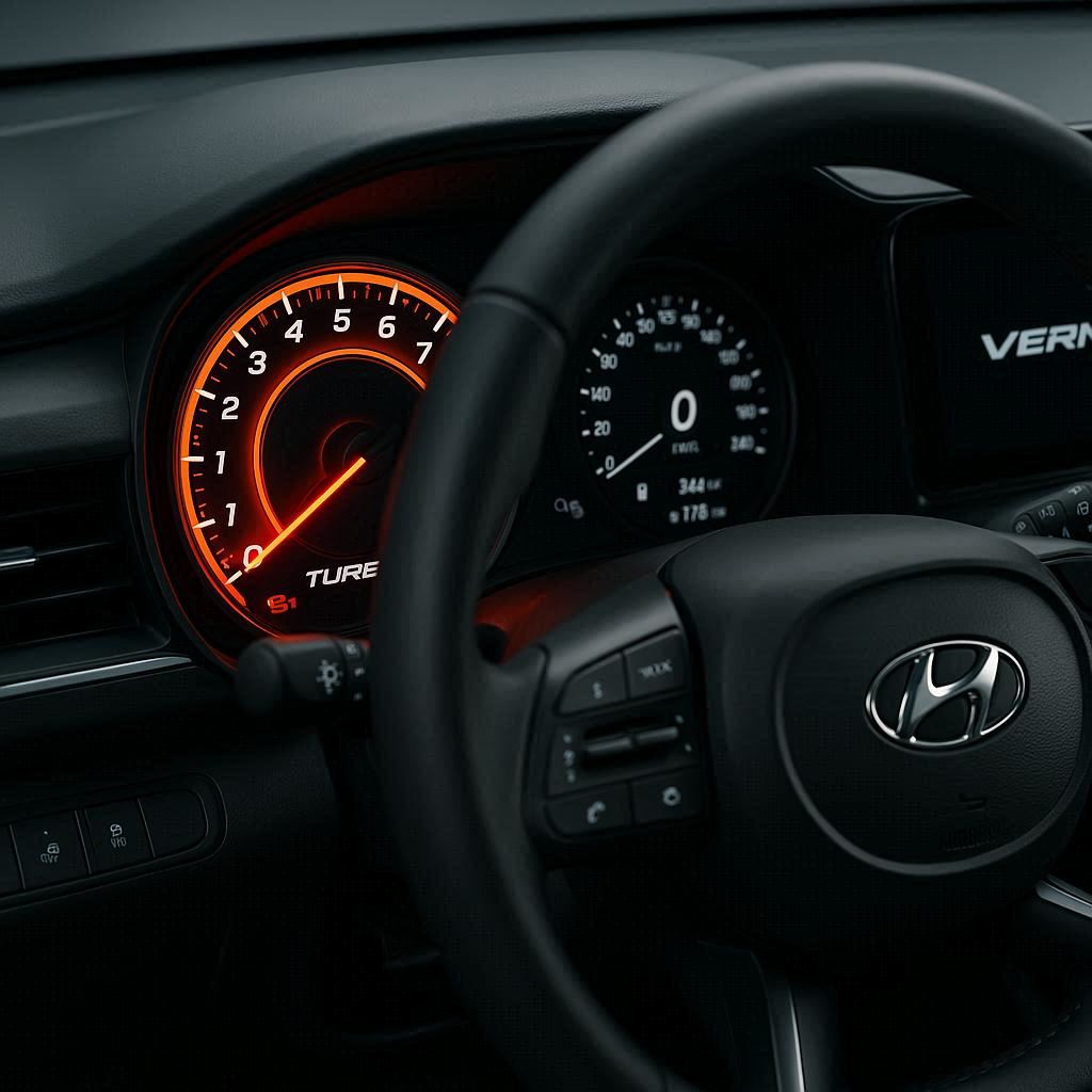 Dashboard of Hyundai Verna Turbo showing performance accuracy